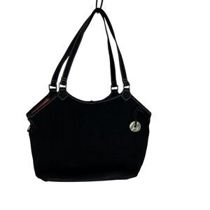 The Sak Women's Black Microfiber Shoulder Bag Medium Crocheted